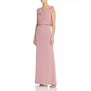 Adrianna Papell Pink Sleeveless Long Cowl Neck Gown Size 16